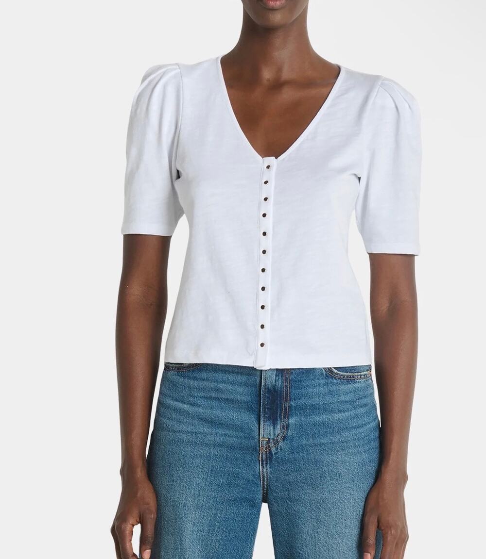 New Nation Los Angeles cotton Jen button down white small